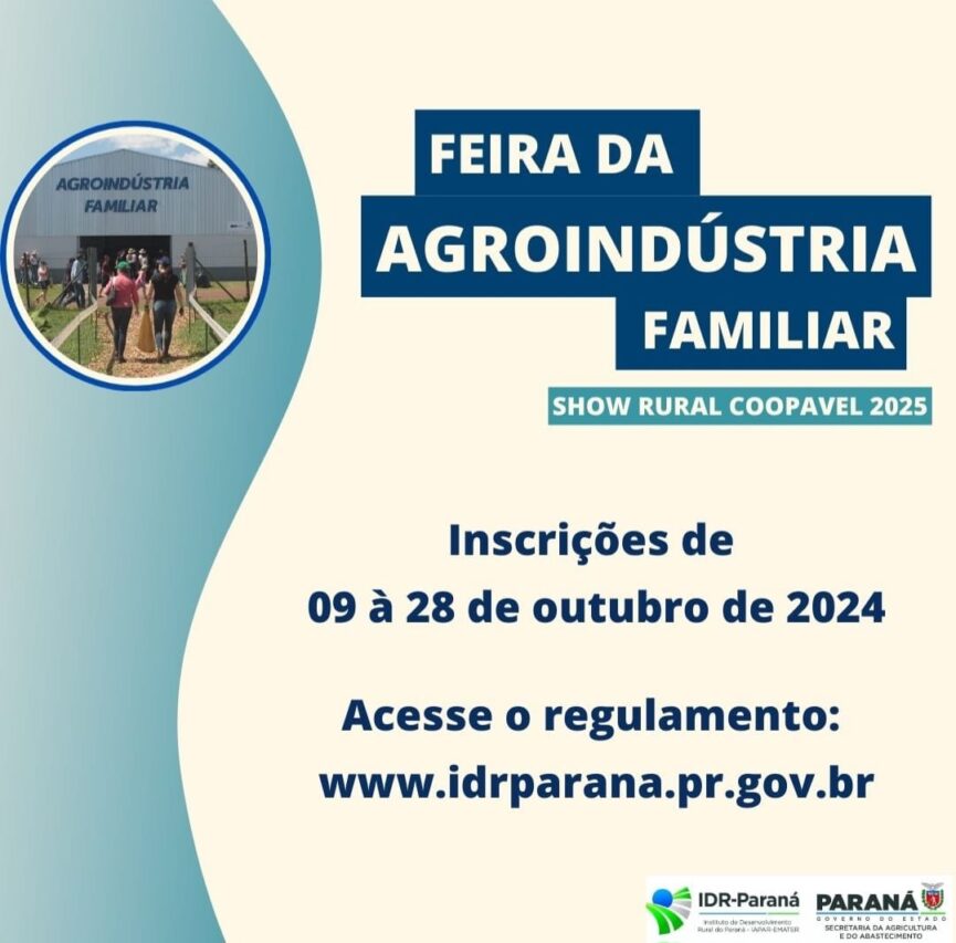 Show Rural: IDR-PR abre inscrições a agricultores e artesãos que queiram participar de feira